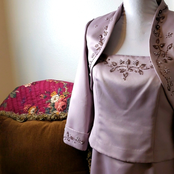 NEW Vintage J.R. Nites Caliendo 2piece Dress Shrug Beaded - Picture 14 of 15